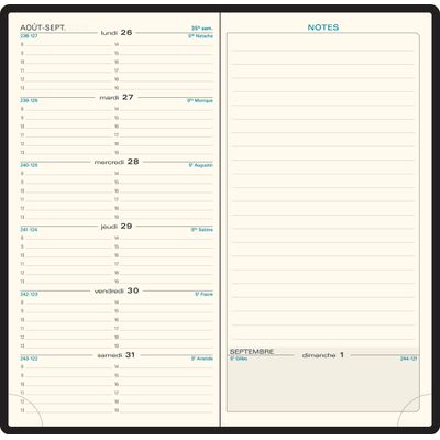 3660942069137-Agenda de poche Tailor Espace 17 - 1 semaine par page + 1 page de notes - 9 x 17,5 cm - disponible dans différentes cou--3