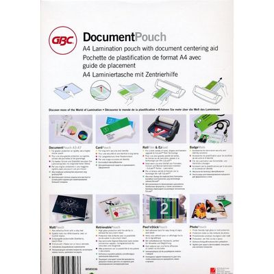 0013465585036-GBC - 100 pochettes de plastification A4 (216 x 303 mm) - 2 x 80 microns - brillantes--1