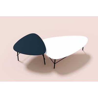 3660141226249-Table basse LAZY - L60,5 x P50 x H45 cm - pieds acier noir - plateau noir--1