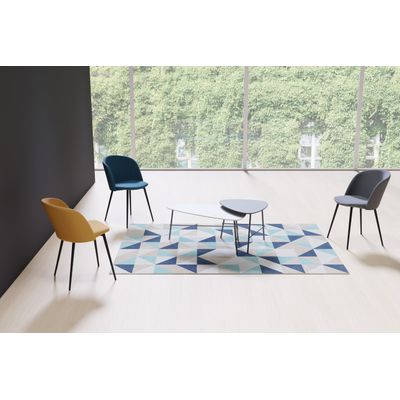 3660141226249-Table basse LAZY - L60,5 x P50 x H45 cm - pieds acier noir - plateau noir--3