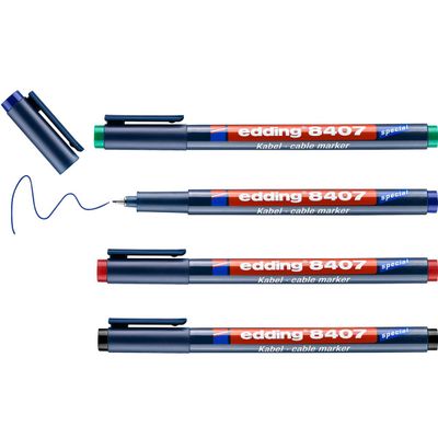 4004764937400-Edding 8407 cable - 4 Marqueurs pour câbles - pointe fine - coloris assortis--2