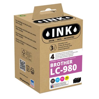 8720282008724-Cartouche compatible Brother LC980 - pack de 4 - noir, cyan, magenta, jaune - ink--0