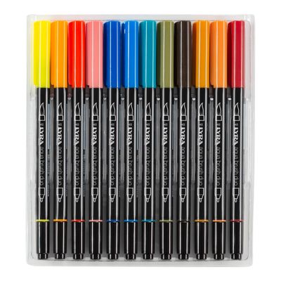 4084900661659-Lyra Aqua Brush Duo - 24 Feutres à pointe en fibre double pointe - couleurs assorties--0