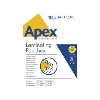 043859584857-Fellowes Apex - 100 pochettes de plastifications A4 (216 x 303 mm) - 80 microns --0