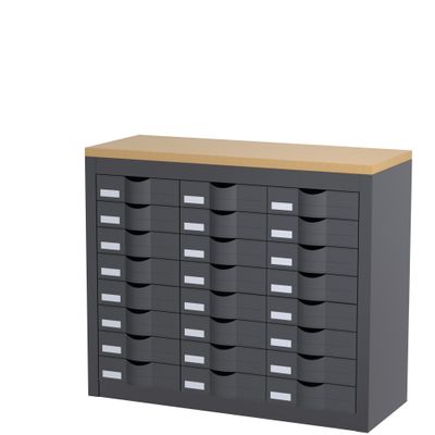 3660141020427-Meuble de rangement - 3 colonnes et 24 tiroirs - H75 x L87 x P33,5 cm - anthracite--0