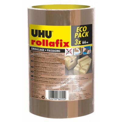 4026700360554-UHU - Pack de 3 rubans adhésifs d'emballage - 50 mm x 66 m - brun--0