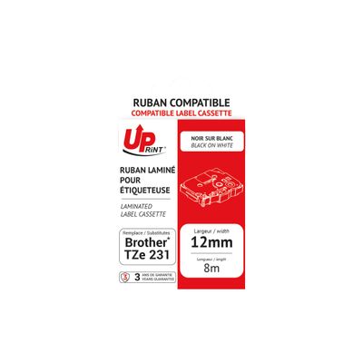 3584770437237-Uprint - Ruban d'étiquettes auto-adhésives pour Brother TZe231 - 1 rouleau (12 mm x 8 m) - fond blanc--0