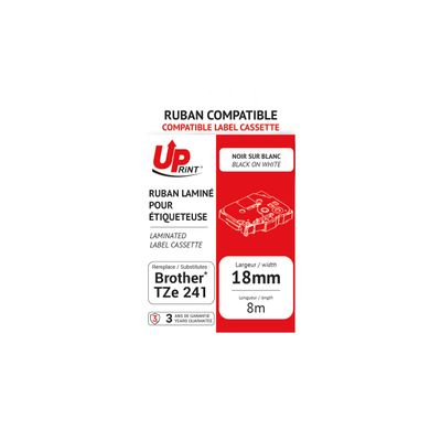3584770437244-UPrint - Ruban d'étiquettes auto-adhésives pour Brother TZe241 - 1 rouleau (18 mm x 8 m) - fond blanc--0
