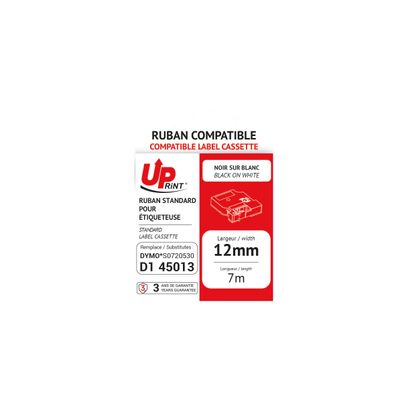 3584770437282-UPrint - Ruban d'étiquettes auto-adhésives pour DYMO 45013 - 1 rouleau (12 mm x 7 m) - fond blanc éc--0