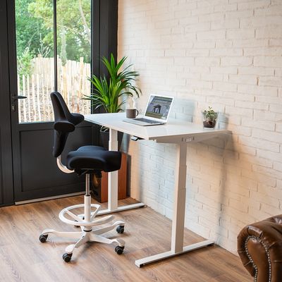 3760350281111-Bureau électrique UGO - L140x80cm - pieds blancs - plateau blanc laqué--0