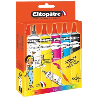 3134725014688-Cléopâtre NEFERTARI - Boîte de 5 tubes de Peinture Gouache avec embout fin - 5 x 30 ml--1