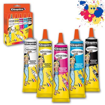 3134725014688-Cléopâtre NEFERTARI - Boîte de 5 tubes de Peinture Gouache avec embout fin - 5 x 30 ml--0