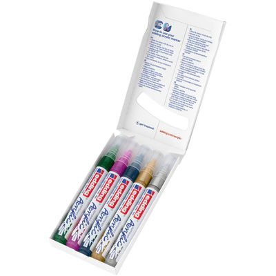 4057305030962-Edding 5100 - Pack de 5 marqueurs acryliques - argent, rouge, vert mousse, or, bleu nuit--6