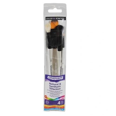 5011386081960-Daler-Rowney Graduate - Pack de 4 pinceaux naturels et synthétiques - rond, rondelle plate, oval wash, serpillière ronde - tai--0