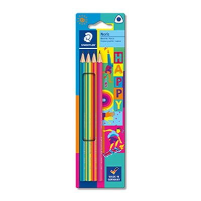 4007817088944-STAEDTLER Noris Happy - 4 Crayons à papier HB - couleurs assorties--0