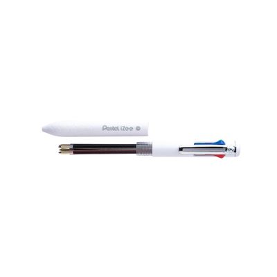 0884851059635-Pentel iZee - Stylo à bille 4 couleurs corps blanc - noir, rouge, bleu, vert - 0,7 mm--1