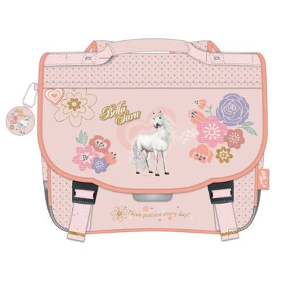 3661507523422-Cartable Bella Sara Romantic 38 cm - 2 compartiments - rose poudré - Kid'Abord--0
