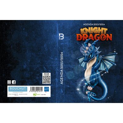 3592930021615-Agenda Dragon Knight - 1 jour par page - 12,5 x 17,5 cm - bleu - Bouchut--0