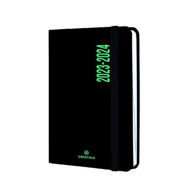 3664447144771-Agenda à élastique Alabama - 1 jour par page - 12,5 x 17,5 cm - noir et vert - Oberthur--0