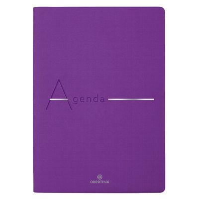 3664447144986-Agenda Bora 16 mois - 1 semaine sur 2 pages - 15,5 x 21,5 cm - violet texture - Oberthur--0