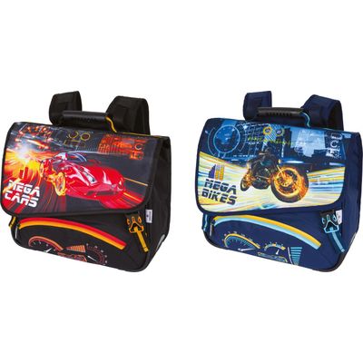 3664447148427-Cartable Megacars / Megabikes - 38 cm - 2 compartiments - 2 modèles disponibles - Oberthur--0