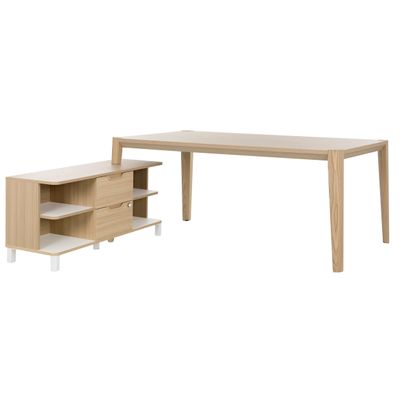 3483600872609-Bureau avec retour ABSOLU - 180 cm - Pieds bois - Chêne structuré--0