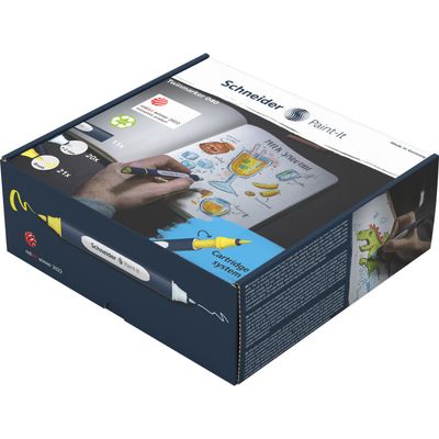 4004675162601-Schneider Paint-It 040 SetTwin Marker - 20 cartouches de recharges à pointe ogive + 21 à pointe pinceau + 11 corps - c--3
