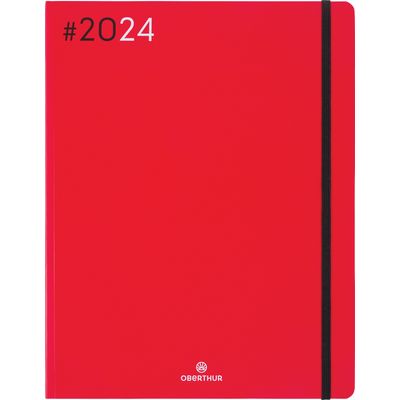3664447154343-Agenda Flex - 1 semaine sur 2 pages - 22 x 28 cm - rouge - Oberthur--0