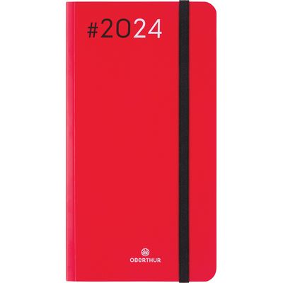 3664447156613-Agenda de poche Flex - 1 semaine sur 2 pages - 9,5 x 17,5 cm - rouge - Oberthur--0
