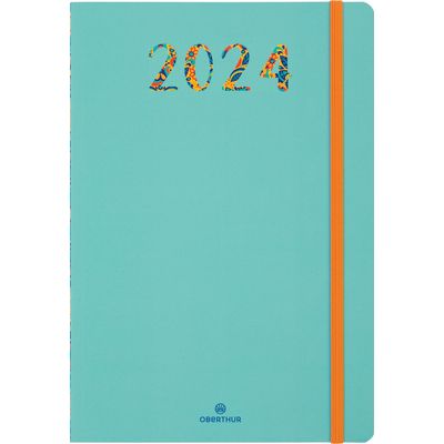3664447158808-Agenda Merida - 1 semaine sur 2 pages - 17 x 24,5 cm - vert - Oberthur--0