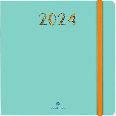 3664447158846-Agenda Merida - 1 semaine sur 2 pages - 16 x 16 cm - vert - Oberthur--0