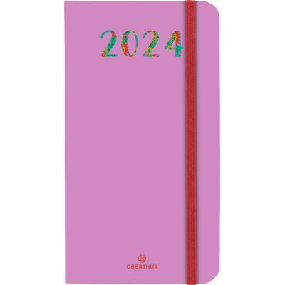 3664447158877-Agenda de poche Merida - 1 semaine sur 2 pages - 9,5 x 17 cm - violet - Oberthur--0