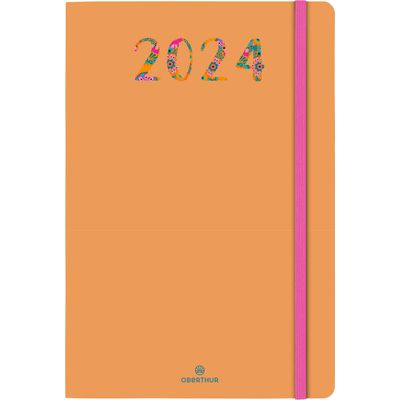 3664447158938-Agenda Merida - 1 semaine sur 2 pages - 10 x 15 cm - orange - Oberthur--0