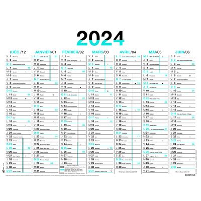 3664447154770-Calendrier Fluo - 7 mois par face - 32 x 42 cm - bleu - Oberthur--0