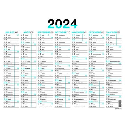 3664447154770-Calendrier Fluo - 7 mois par face - 32 x 42 cm - bleu - Oberthur--1