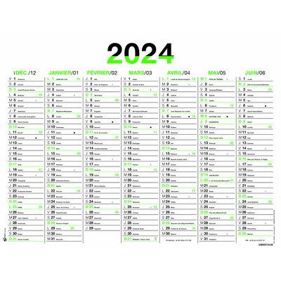 3664447154794-Calendrier Fluo - 7 mois par face - 43 x 55 cm - vert - Oberthur--0