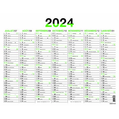 3664447154794-Calendrier Fluo - 7 mois par face - 43 x 55 cm - vert - Oberthur--1