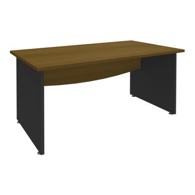 3253310396142-Bureau droit DUAL - L120 - Pieds anthracite - plateau imitation noyer--0