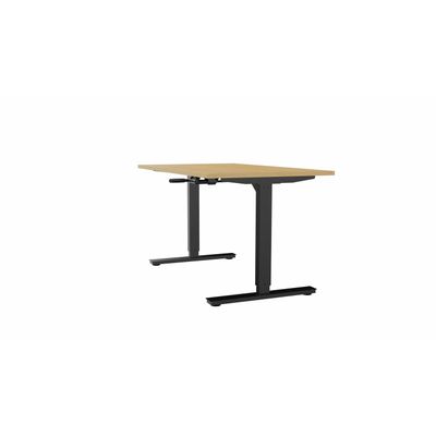 3617350004601-Bureau AXEL assis/debout - réglage par manivelle - L140 x P80 cm - plateau imitation chêne clair - pi--0