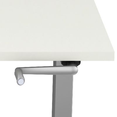 3617350004601-Bureau AXEL assis/debout - réglage par manivelle - L140 x P80 cm - plateau imitation chêne clair - pi--1
