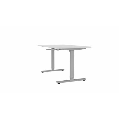 3617350004434-Bureau AXEL assis/debout - réglage par manivelle - L200 x P80 cm - plateau blanc - pieds gris--0