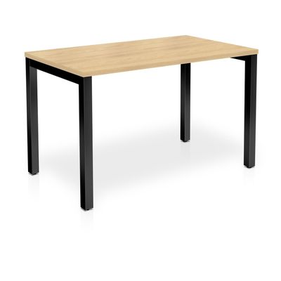 3617350003925-Bureau ARIAL - L140 x P80 cm - plateau imitation chêne clair - pieds noirs--0