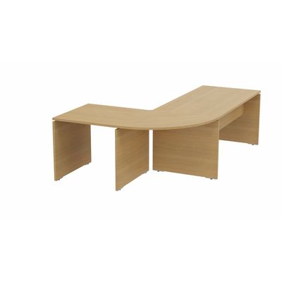 3617350001020-Bureau manager MOKA - avec angle et retour - L260 x P180 cm - plateau droit - imitation chêne clair--0