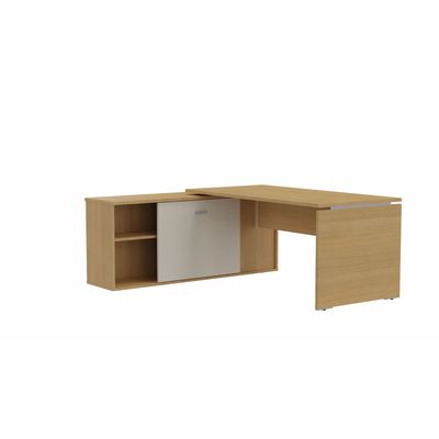 3617350000924-Bureau manager MOKA - L182 x P160 cm - avec console retour - plateau droit - imitation chêne clair--0