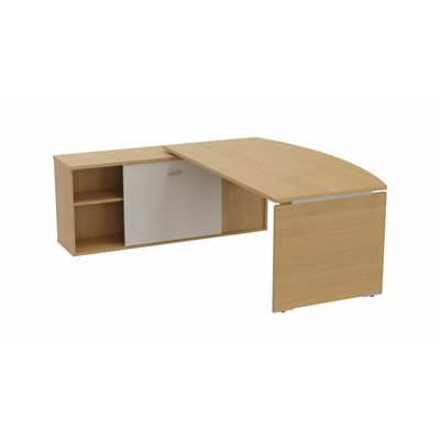3617350000887-Bureau manager MOKA - L202 x P180 cm - avec console retour - plateau arqué - imitation chêne clair--0