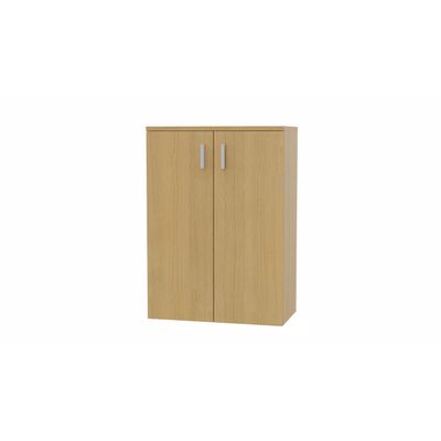 3617350001815-Armoire mi-haute MOKA - 2 portes - L80 x P43,2 x H113,5 cm - imitation chêne clair - poignées gris al--0
