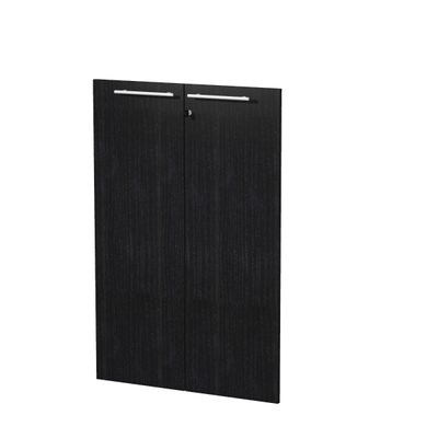 7331920003837-Jeu de 2 portes pleines - pour bibliothèque 3 étagères FLORA - L80 x H115,4 cm - imitation frêne no--0