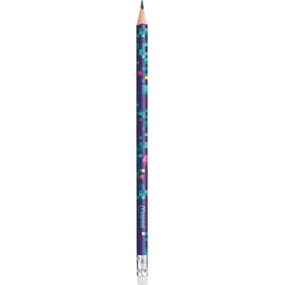 3154148518174-Maped Pixel Party - Crayon graphite recyclé HB (40% de matière recyclée) - embout gomme - disponible dans di--0
