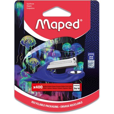 3154144040037-Maped Deepsea Paradise - Mini agrafeuse 26/6 + 400 agrafes (blister)--0