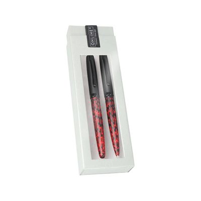 0404051584234-Online Eleganza Funky - Parure de stylo plume et stylo à bille - rouge--0